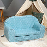 DELSIT Toddler Couch & Kids Sofa - Flip Open Double Sofa - Mint Cubes